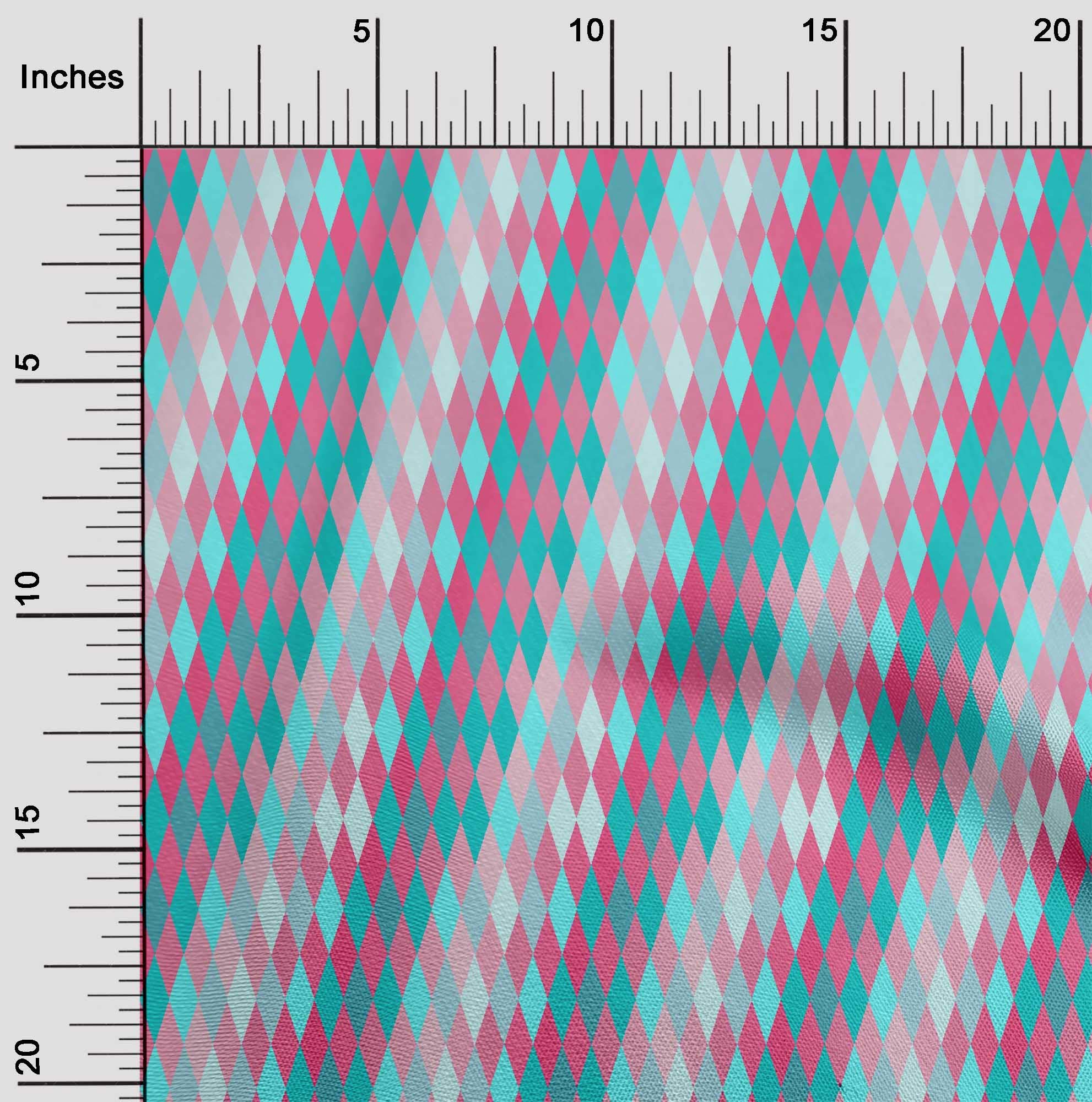 oneOone Cotton Poplin Fabric - Medium Pink Argyle Check Dress Material, 42 Inch Wide (Sold by The Yard) | Perfect for DIY Dresses, Skirts, and Home Decor Projects