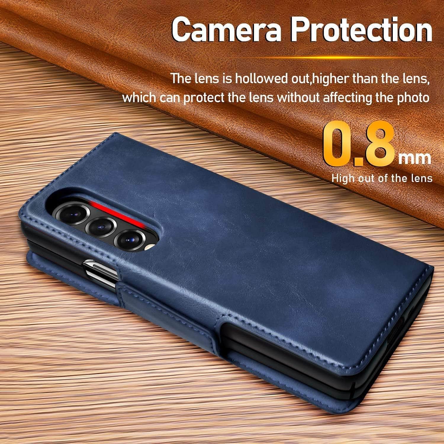 Premium Genuine Leather Wallet Case for Samsung Galaxy Z Fold 3 - Slim Protective Cover with Card Slots | Perfect for Business, Travel & Everyday Use