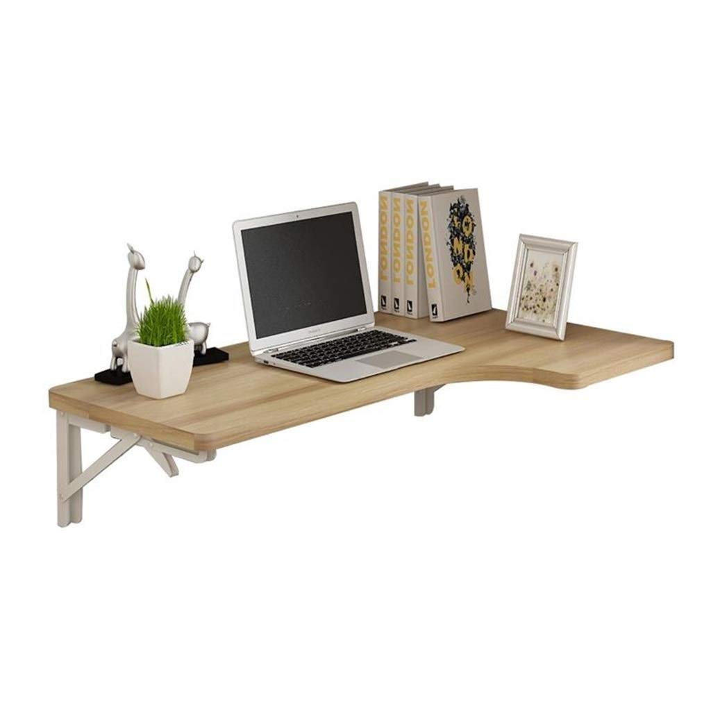 LIN HE Drop Leaf L-Shaped Folding Desk - Wall Mounted Corner Computer Desk & Dining Table with Workspace Organizer, Natural Wood Finish - Perfect for Small Spaces, Home Office & Studio Apartments