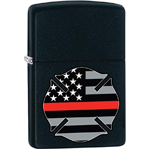Zippo Lighter - Thin Red Line Cross Design | Windproof Metal Lighter for Outdoor, Camping & Emergency Use | Collector's Edition Gift for Men