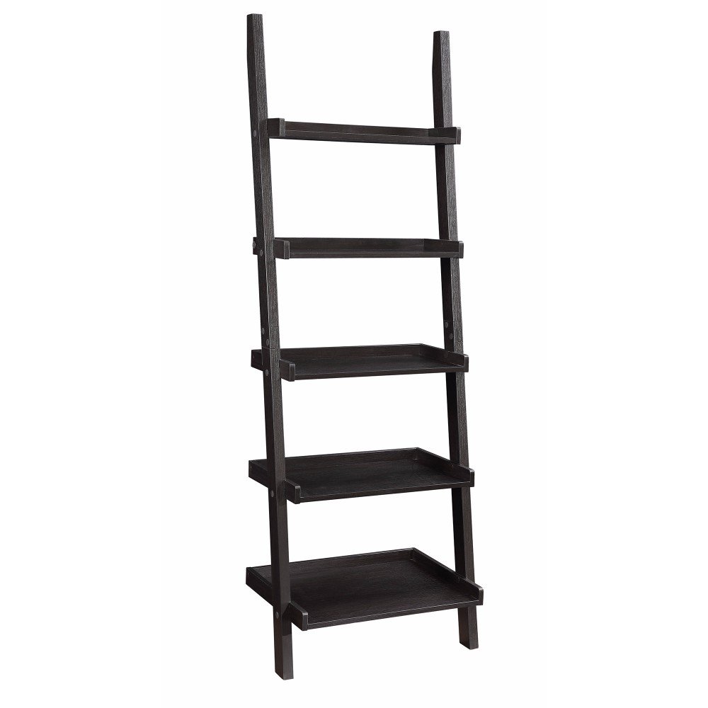 Stylish 5-Tier Brown Wooden Ladder Bookcase - Space-Saving Bookshelf for Living Room, Bedroom & Office Storage - Perfect for Home Decor and Book Organization