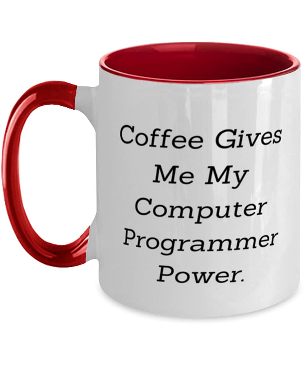 11oz Funny Programmer Coffee Mug - Two-Tone Ceramic Cup with 'Coffee Gives Me My Computer Programmer Power' Quote - Perfect Gift for Software Developers, Coders & Tech Enthusiasts - Great for Office, Home Use, Coding Marathons & Morning Coffee - Ideal for Office Humor, Programmer Gifts & Computer Science Lovers - Perfect for Daily Coding Sessions, Tech Office Decor, and Coffee Lovers