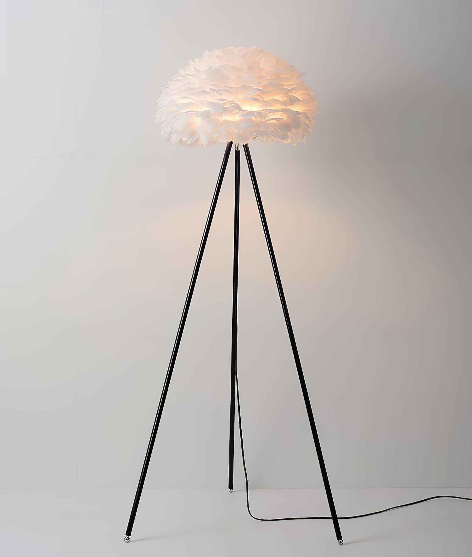 Eos Feather Floor Lamp - Modern LED Standing Light for Living Room, Bedroom, Office - Adjustable Brightness & Warm White Light - Perfect for Reading, Relaxing & Home Decor