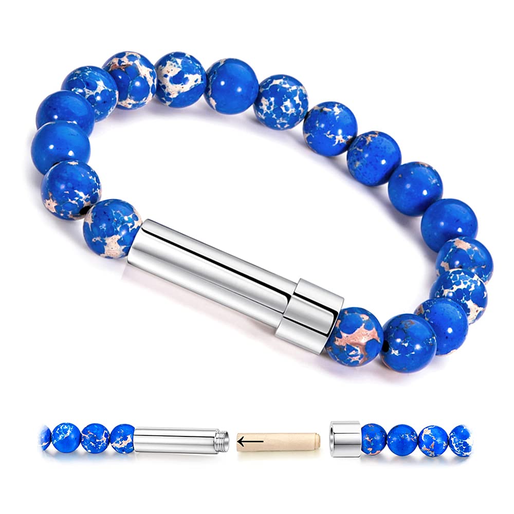 BETENSH Stainless Steel Beaded Bracelet for Women & Teen Girls - Intention Capsule Wish Bracelet with Natural Stones, Stretch Adjustable, Spiritual Good Luck Gift for Birthday, Friendship & Daily Wear