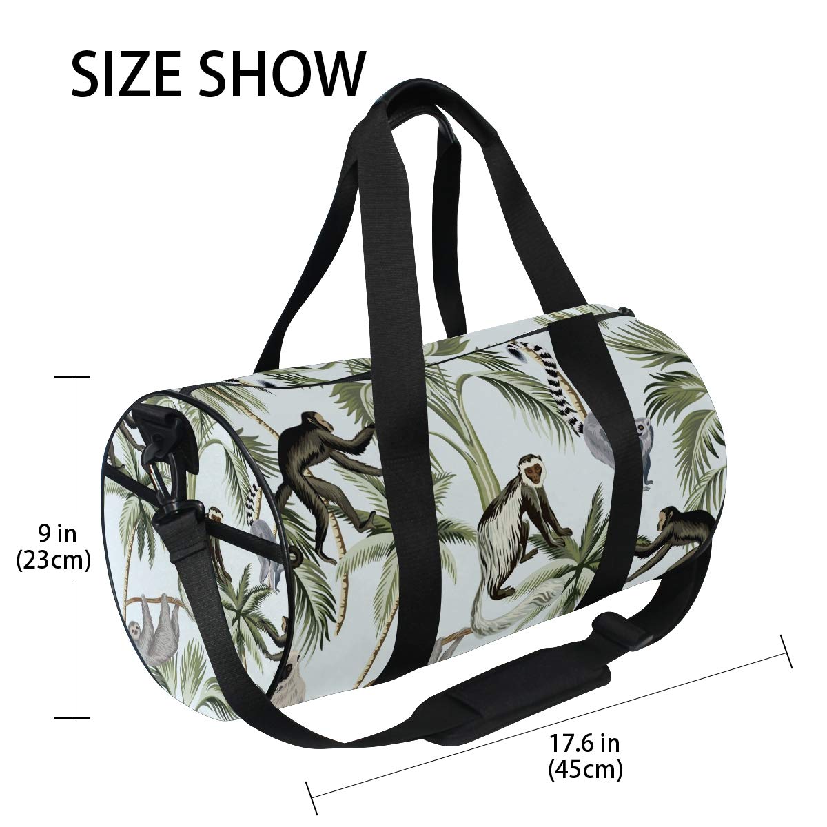 Gym Sports Bag for Men & Women - Durable Sloth & Palm Trees Design Travel Duffel Bag - Perfect for Workout, Travel & Beach Trips