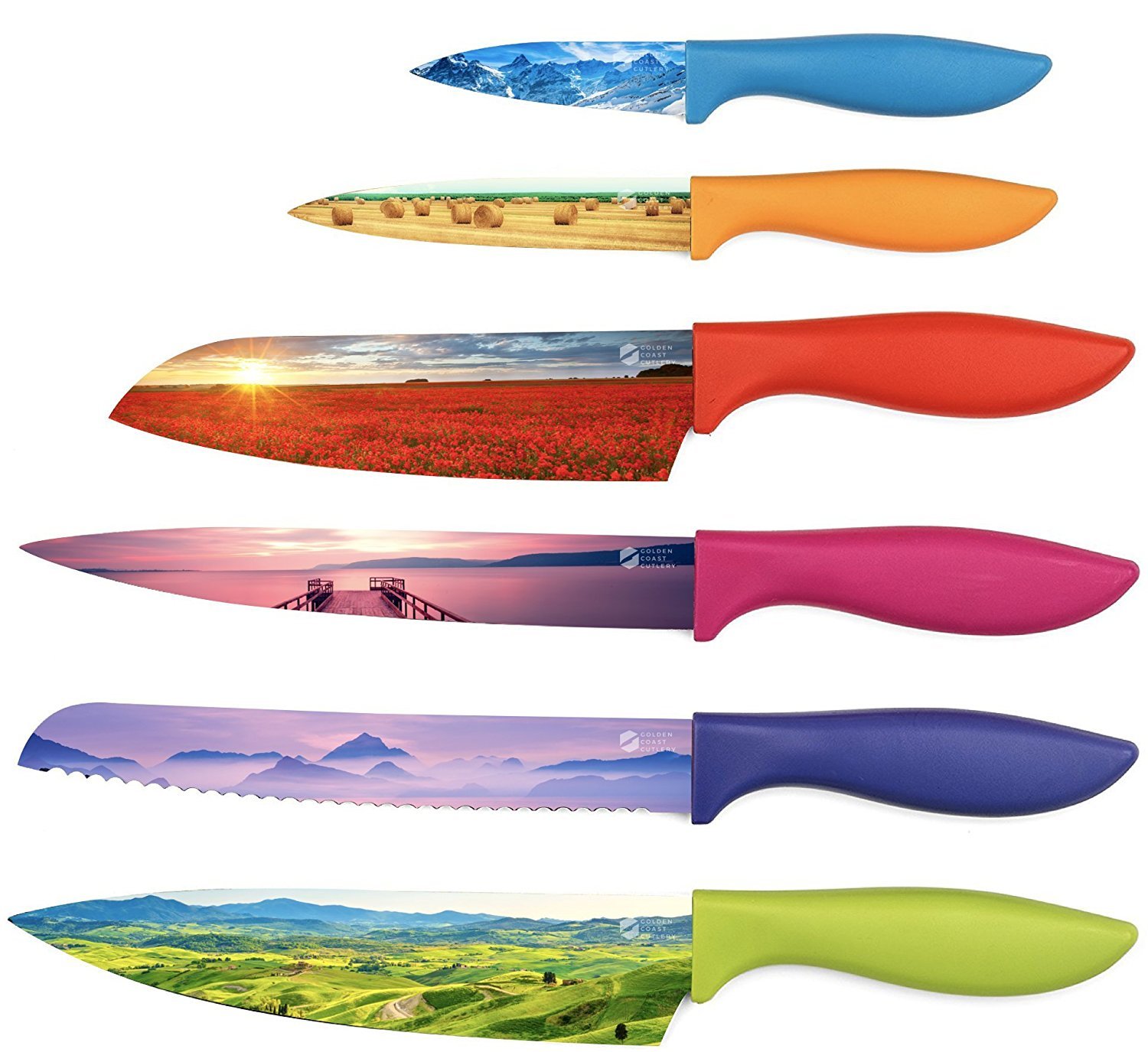 Premium 5-Piece Colored Kitchen Chef Knife Set - Razor Sharp Stainless Steel Cooking Knives with Ergonomic Handles, Non-Stick Coating & Gift Box - Perfect for Home Chefs, Cooking Enthusiasts & Gift Giving