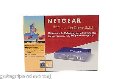 Netgear FS105 5-Port 10/100 Mbps Fast Ethernet Switch - New in Box | Ideal for Home Office & Small Business Networking