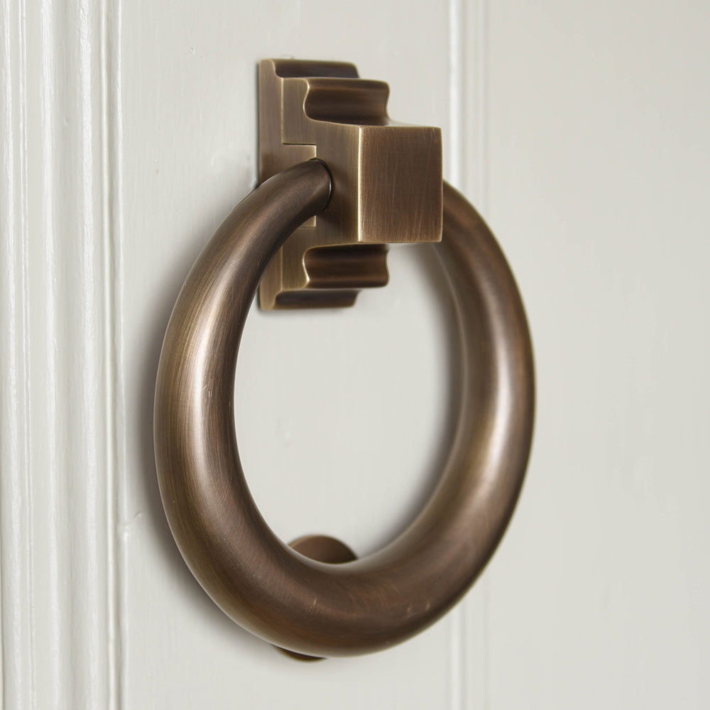 Vintage Brass Door Knocker - Antique Style Hoop Door Knocker for Classic Home Decor - Perfect for Front Doors, Farmhouse Entryways, and Traditional Housewarming Gifts