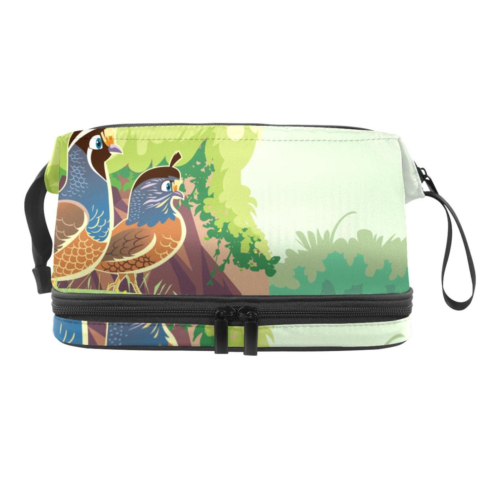 Double Layer Makeup Bag with Brush Holder for Travel & Daily Use