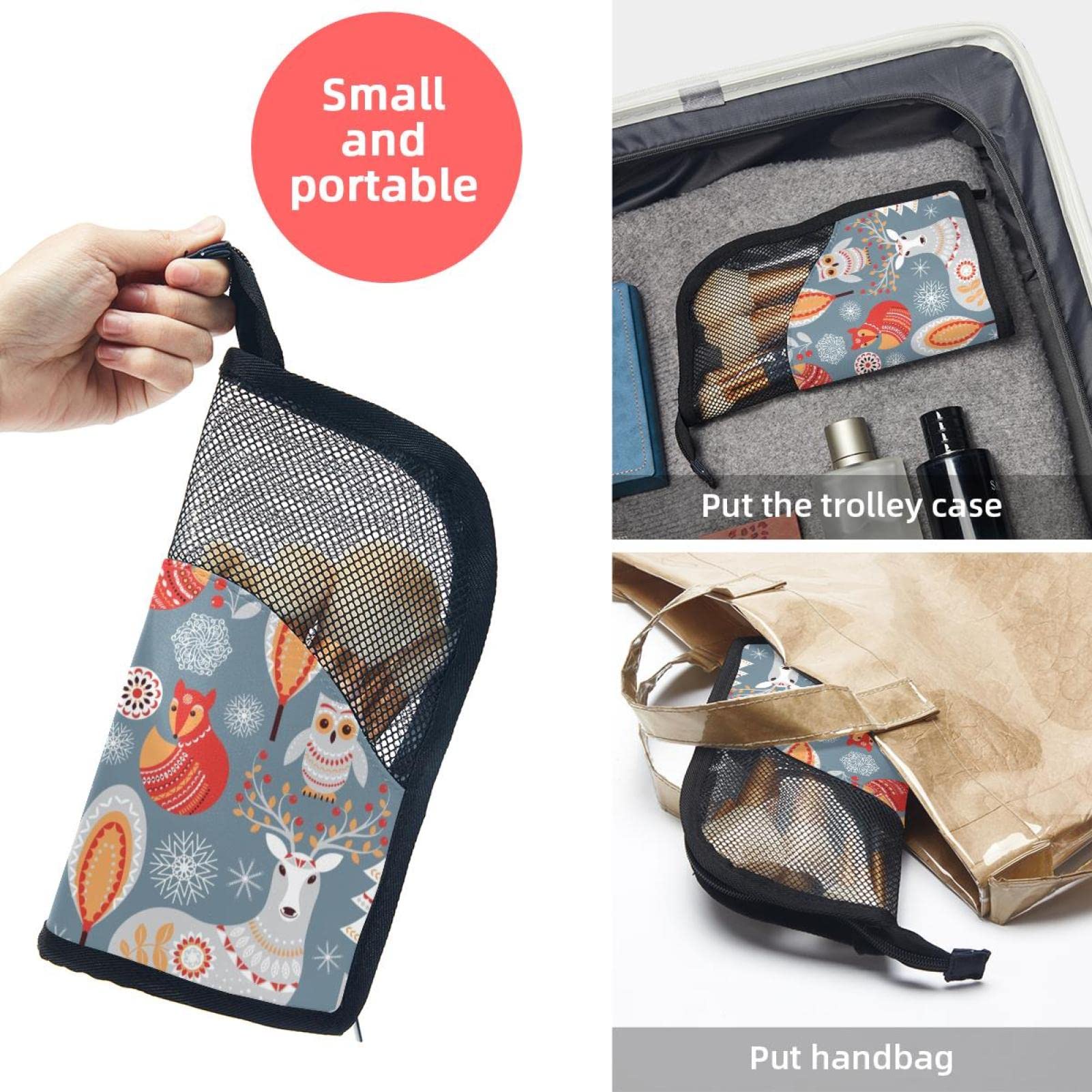 12-Piece Makeup Brush Organizer Bag Set with Deer, Owl & Fox Designs - Portable Cosmetic Brush Holder Case for Travel & Home Vanity Organization