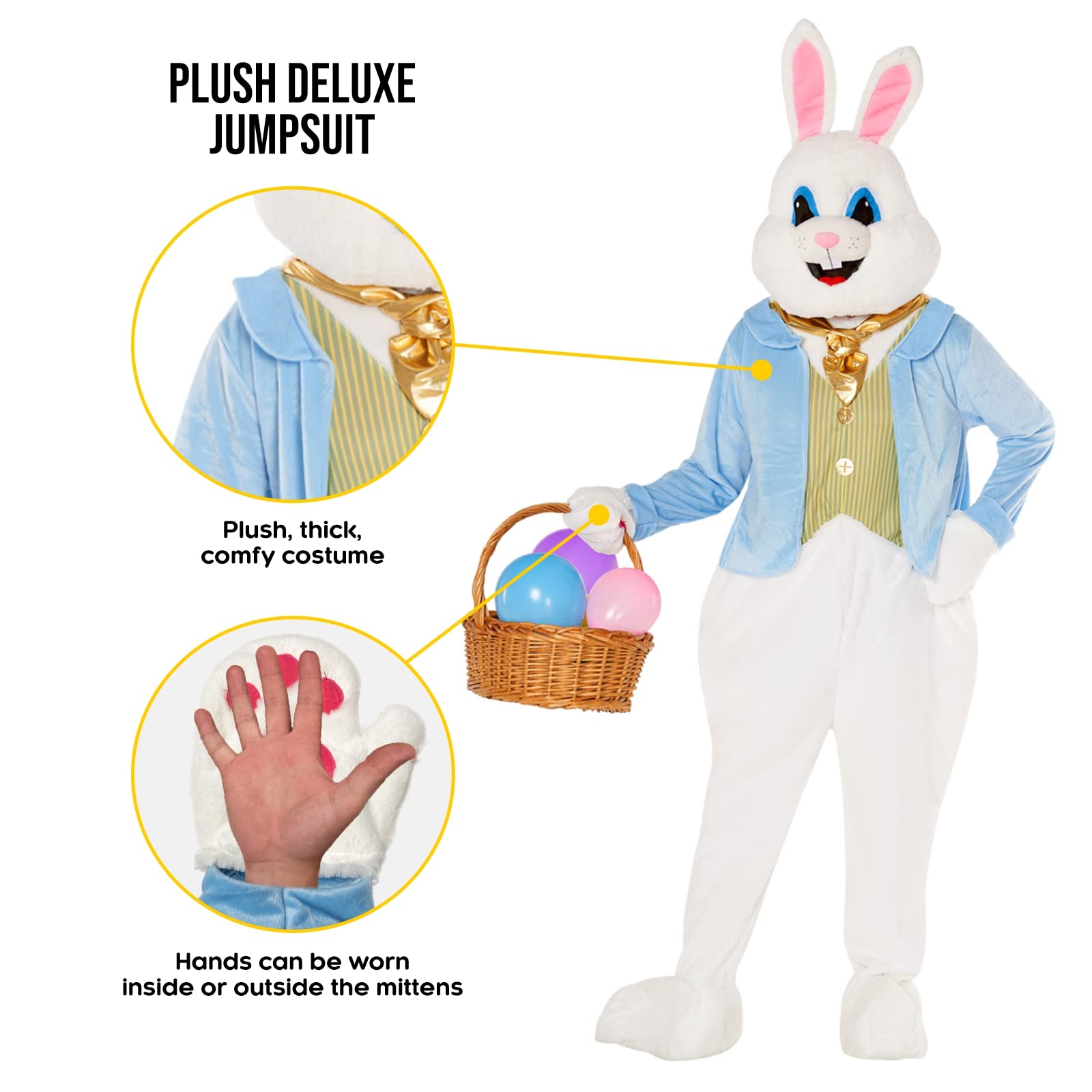 Premium Easter Bunny Costume for Adults - Deluxe Rabbit Mascot Outfit for Men & Women - Perfect for Easter Parties, Halloween, Cosplay & Themed Events