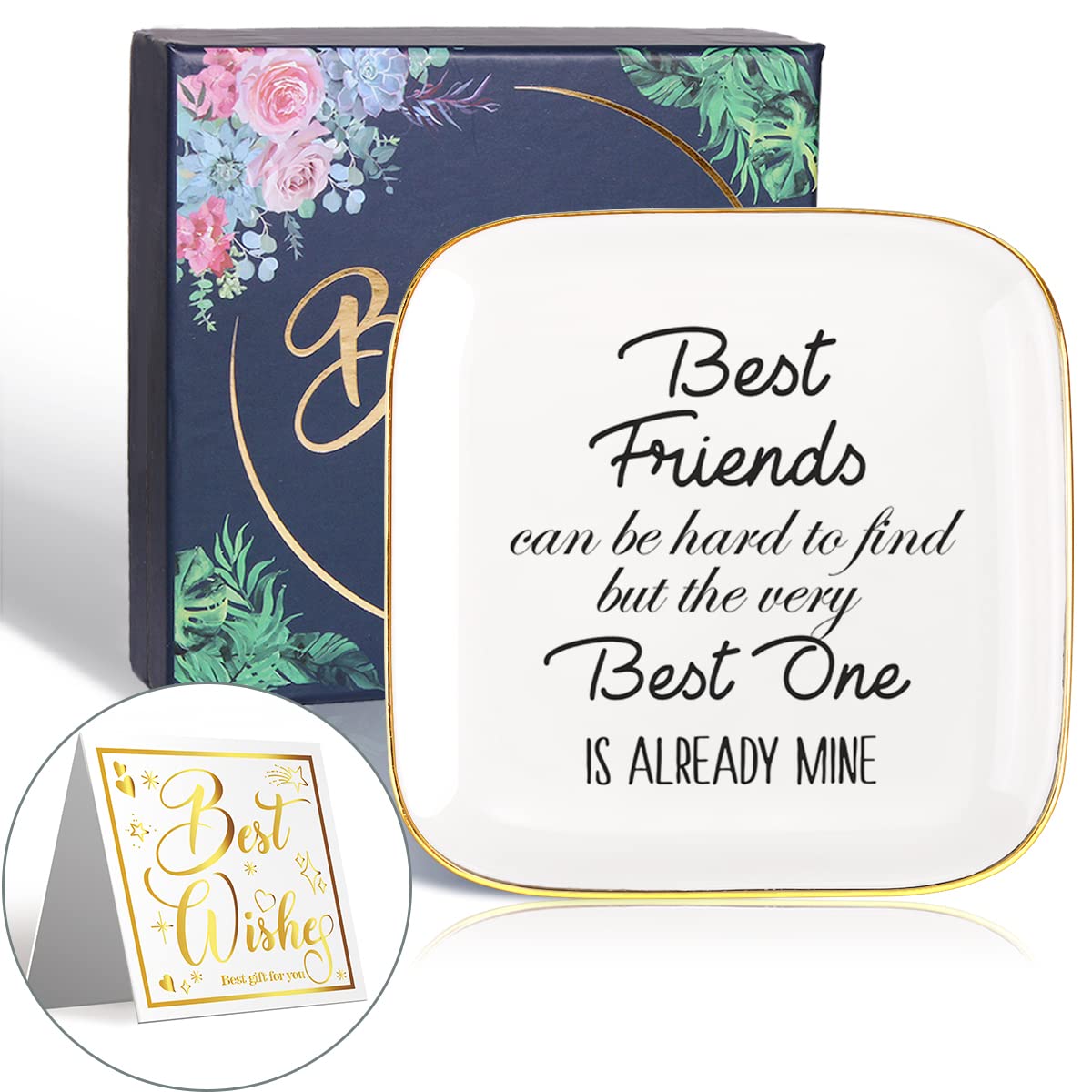 Littlefa Ceramic Ring Dish - Unique Jewelry Tray for Bestie, BFF, Sister - Meaningful Birthday & Christmas Gift for Friends - Perfect for Home Decor, Vanity Organizer, and Gift Giving