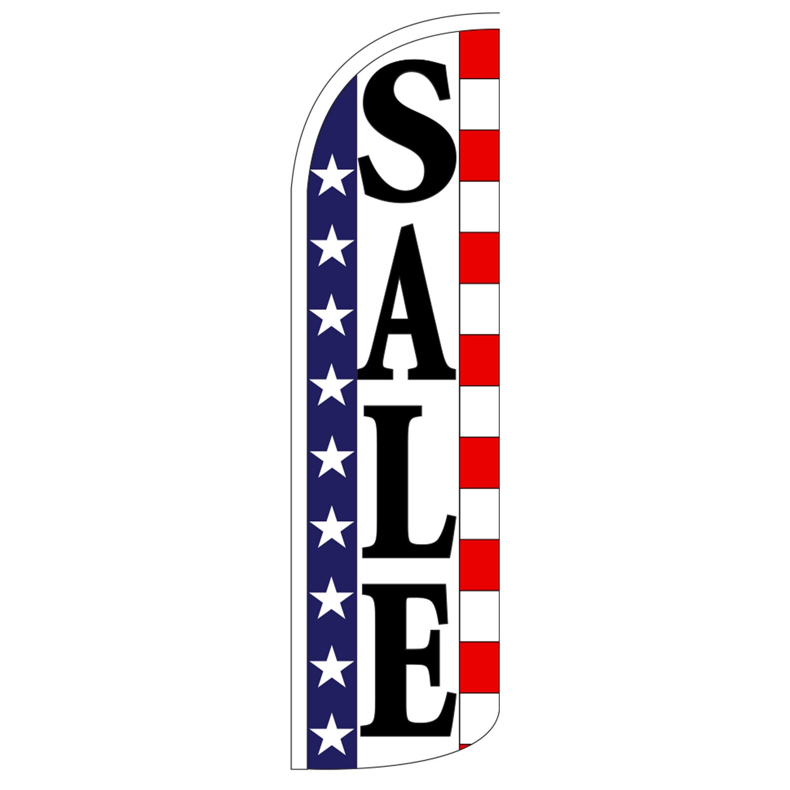 Patriotic Windless Feather Swooper Flag Banner Kit - 14 Foot Pole Set with Safety Orange Stake for Yard, Garden, and Outdoor Decorations