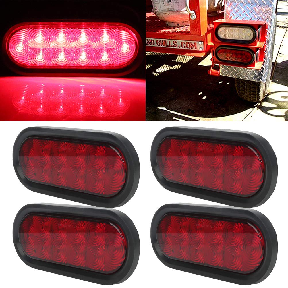 Universal 4Pcs Red 21LED Side Marker Lights - Waterproof Replacement Bulbs for Truck, Bus, Boat, SUV, ATV & Trailer - Durable Indicator Light Assembly for Off-Road, Marine & Heavy-Duty Vehicles