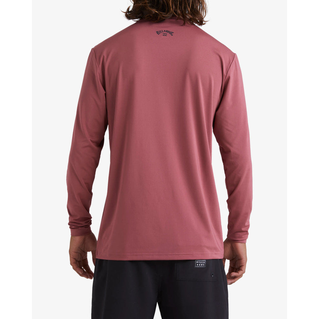 Billabong Men's Long Sleeve Rash Guard Surf Shirt - Loose Fit All Day Wave UPF 50+ Sun Protection for Surfing, Swimming & Outdoor Activities - Rose Dust Color