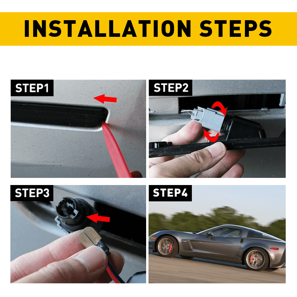 2005-2013 Chevy Corvette C6 Smoked LED Side Marker Lights - Front & Rear Replacement - Enhance Visibility & Style for Night Driving & Car Shows