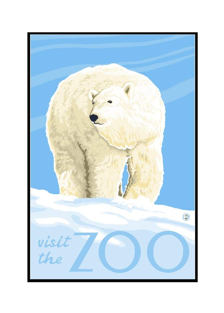 Polar Bear Solo - Visit the Zoo - 24x36 Inch Framed Gallery Wrapped Stretched Canvas Wall Art - Perfect for Living Room, Bedroom or Office Decor
