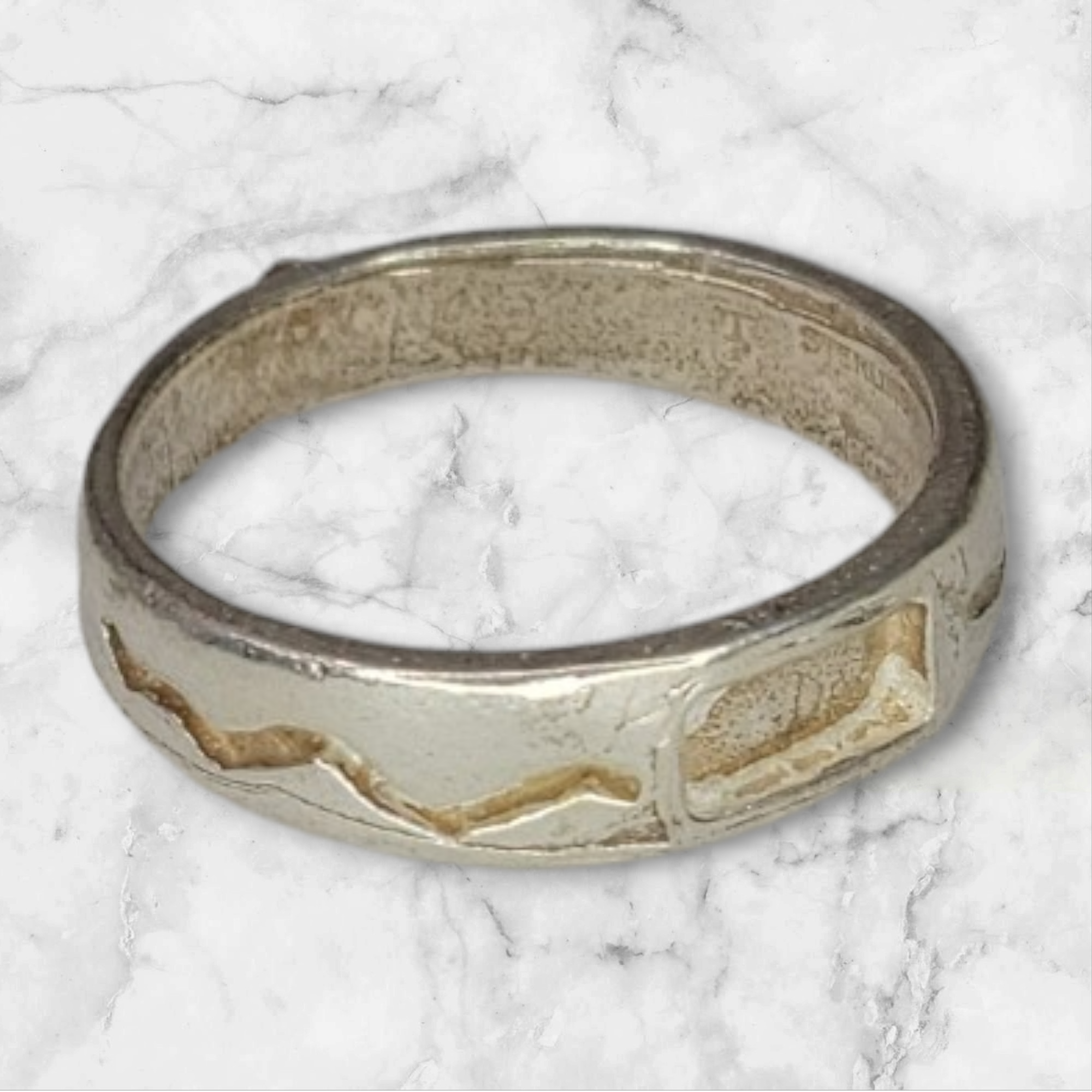 Solid Sterling Silver Inlay Rectangle Blank Setting for DIY Jewelry Making - Rough Casted Empty Ring for Carving & Engraving - Perfect for Silversmiths & Jewelry Artists (Size 4-8) - Ideal for Custom Rings, Wedding Bands & Handmade Jewelry Designs