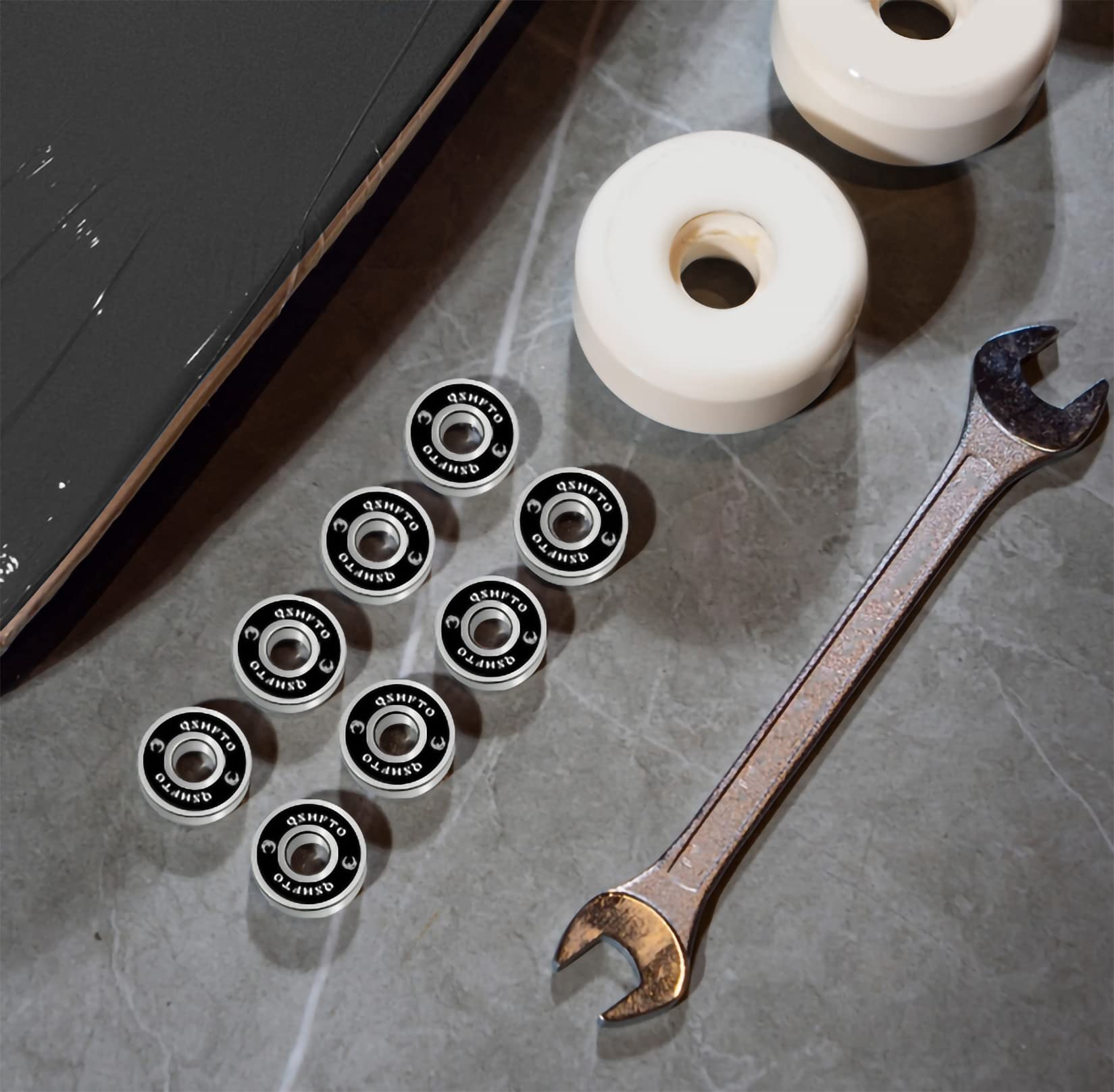 Premium ABEC 9 Skateboard Bearings - High Precision Bearing Kit with Spacers & Washers for Longboards, Skateboards, Roller Skates & Scooters - Smooth Ride for Commuting, Tricks & Extreme Sports