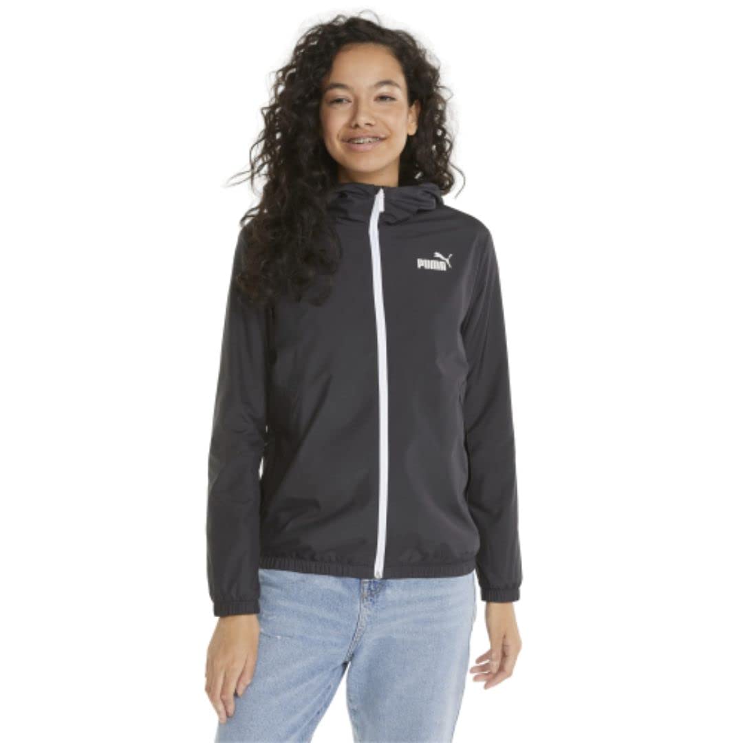 PUMA Women's Essentials Lightweight Windbreaker Jacket - Black, X-Large - Perfect for Running, Hiking & Outdoor Activities