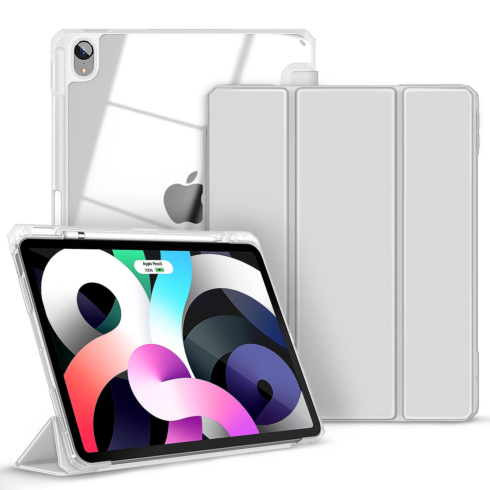 Gahwa iPad Air 5th Gen (2022) & iPad Air 4th Gen (2020) 10.9 Inch Protective Case - Slim Stand Hard Back Shell Smart Cover for Models A2589 A2591 A2316 A2324 A2325 A2072 - Grey - Perfect for Work, Travel & Home Use