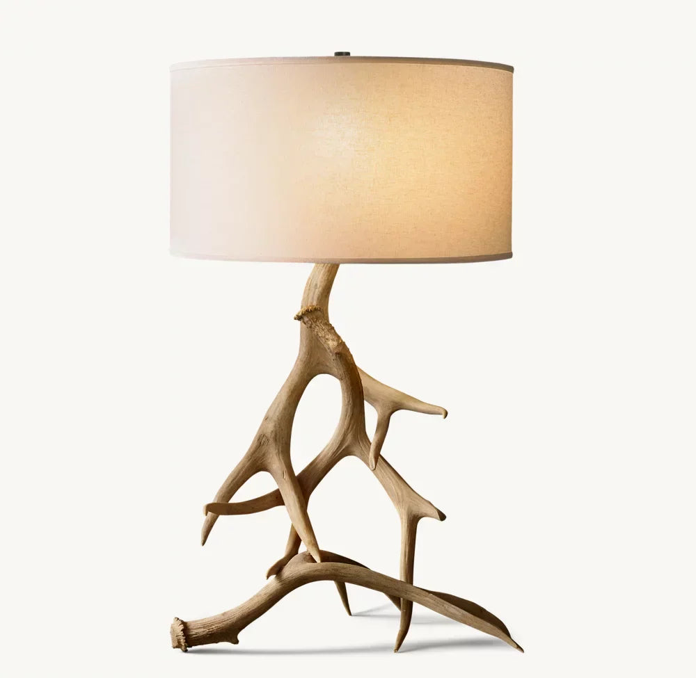 Handcrafted Natural Deer Antler Table Lamp - Rustic Home Decor for Bedroom, Living Room & Office