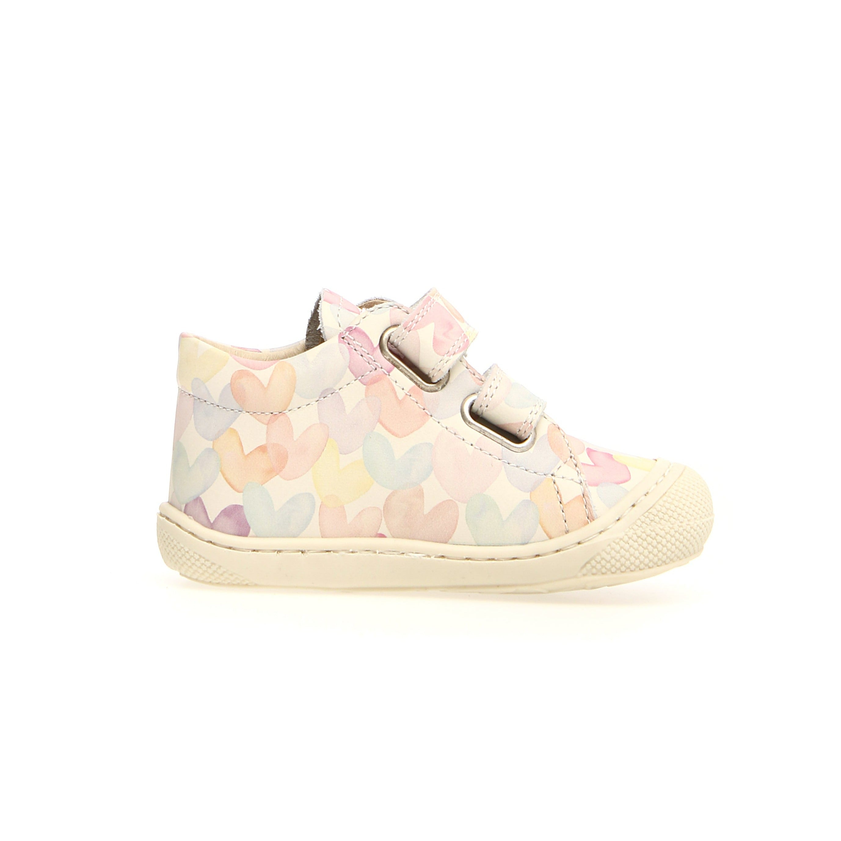Naturino Cocoon VL Girls Casual Sneakers - Aquarel Hearts Milk Design | Comfortable & Stylish for School, Play & Everyday Wear