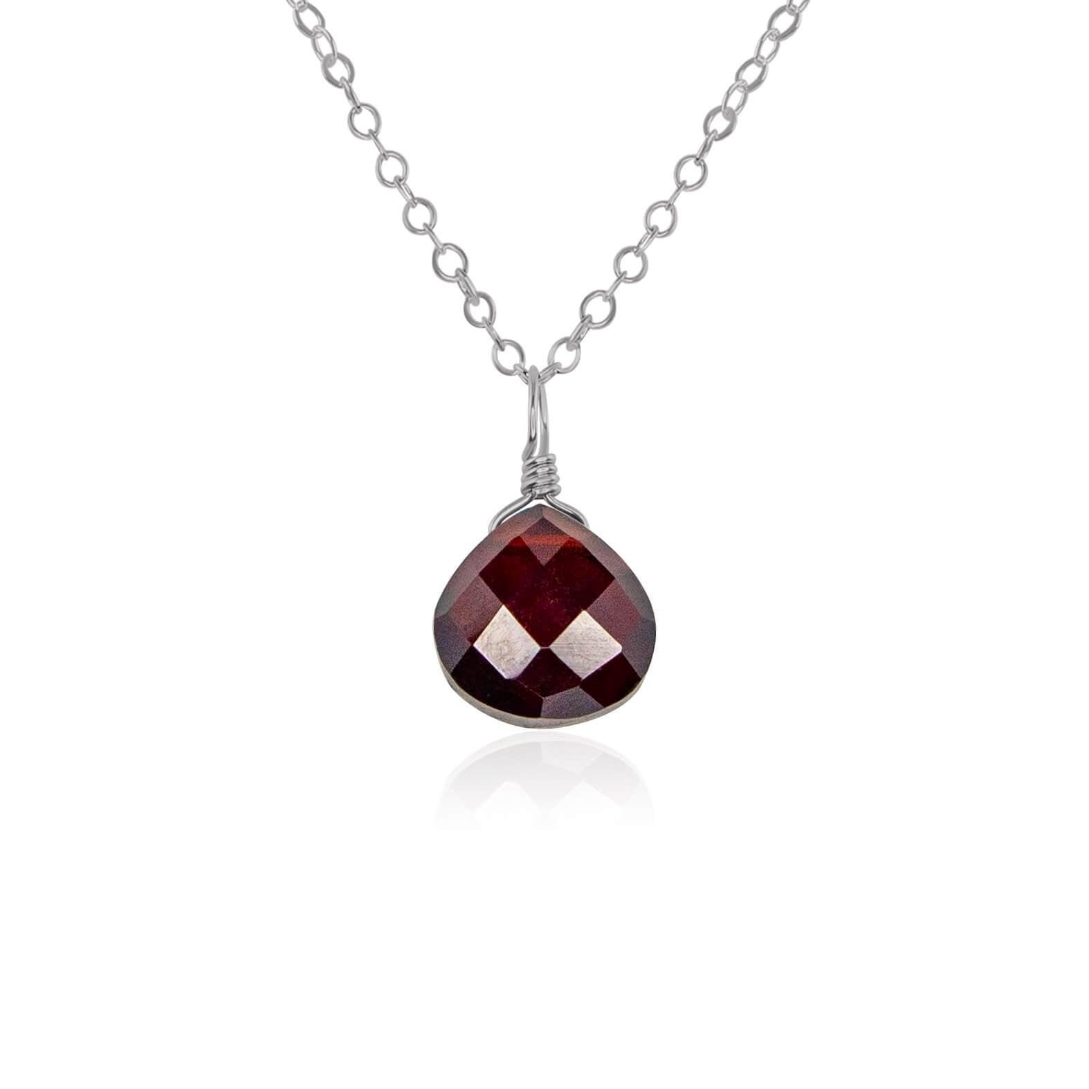 Elegant Tiny Garnet Teardrop Crystal Pendant Necklace for Women - Perfect for Valentine's Day Gifts, Anniversary & Evening Parties
