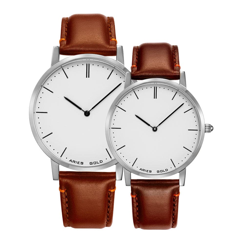 ARIES GOLD URBAN TANGO G1007 & L1008 Luxury Couple's Watches - Matching His & Hers Stainless Steel Timepieces for Anniversary Gifts & Romantic Occasions
