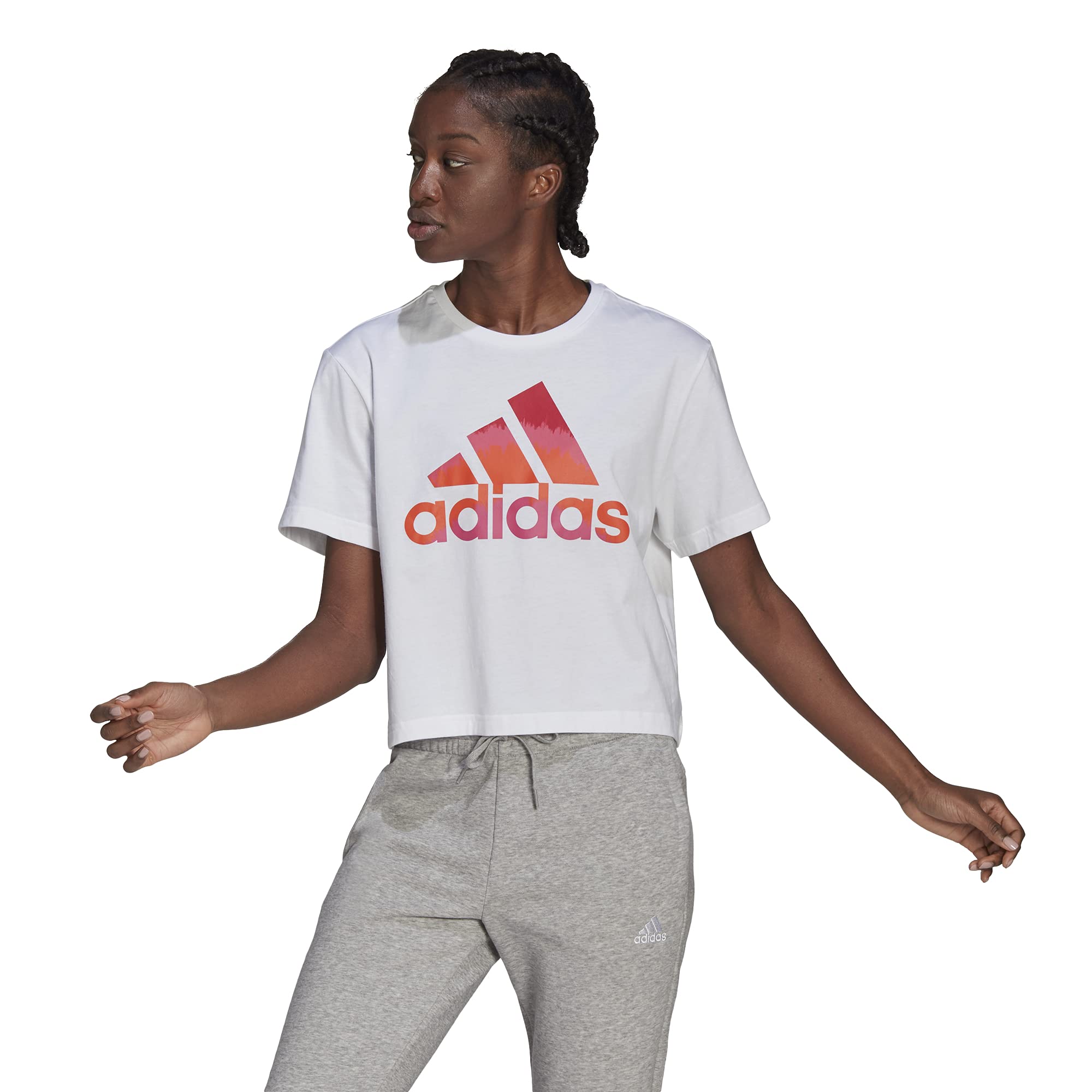 adidas Women's Tie-Dye Cropped Graphic T-Shirt | Stylish Casual Tee for Workouts, Streetwear & Summer Outfits