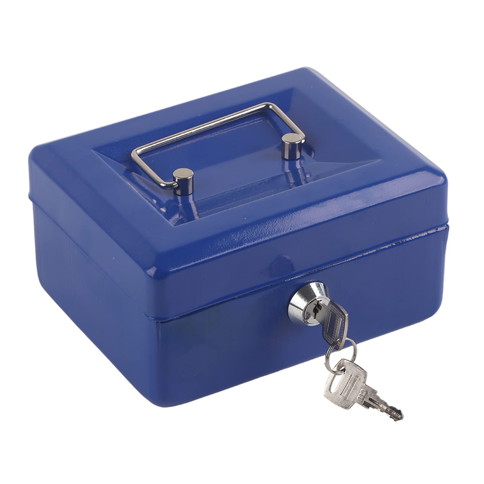 1Pc Mini Portable Security Box - Durable Steel Money Box with 6 Compartments for Jewelry, Coins, Cards (Small, Blue) - Perfect for Home, Office, Travel & Cash Storage