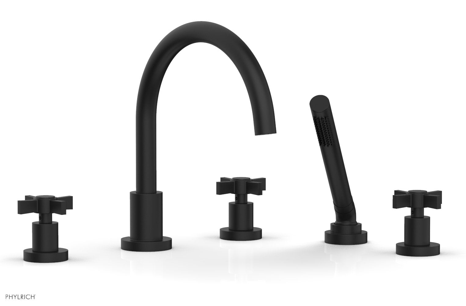 Premium Deck Tub Set with Hand Shower - Durable Blade Cross Handles (Model D2137C1) for Outdoor Bathing & Relaxation in Gardens, Patios or Poolside Areas