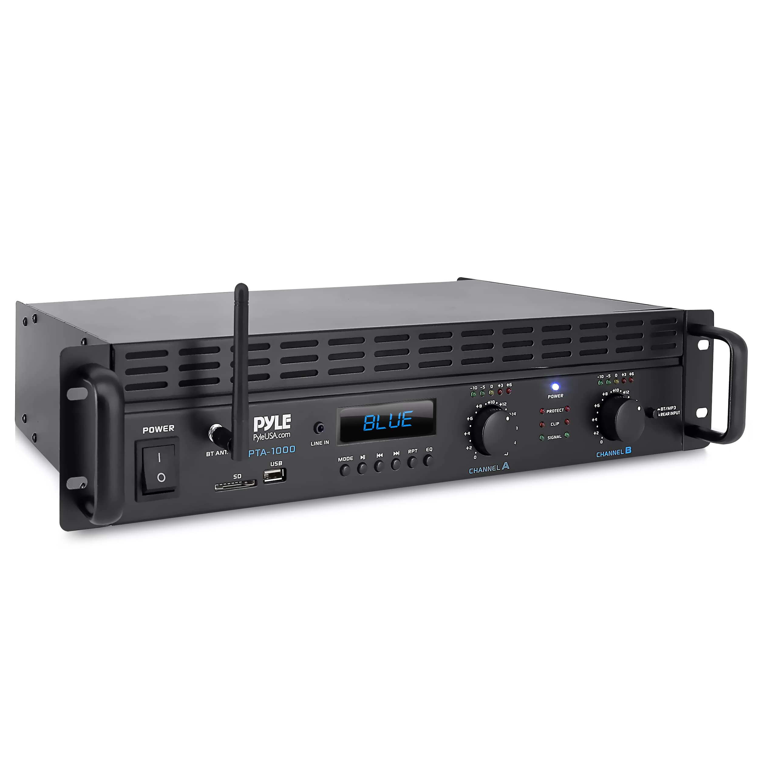 PyleUSA 2-Channel Bluetooth Power Amplifier 2000W - Professional Rack Mount Audio Amplifier with Wireless Stereo Receiver, TRS XLR Inputs, LCD Display, Bridge Mode & Cooling Fan - Perfect for Home Theater, DJ Setup, Live Sound & Entertainment Systems