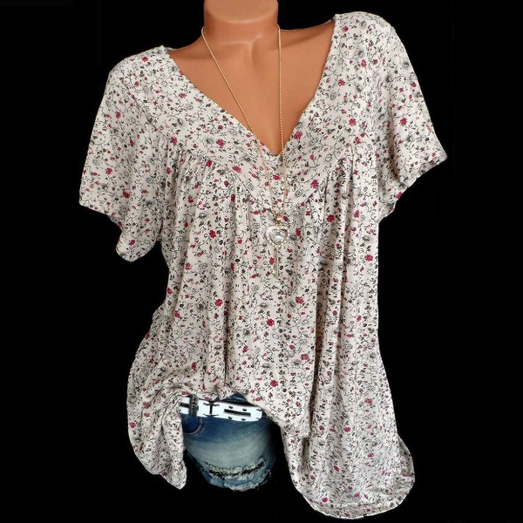 Oversized Flowy Shirts for Women - V Neck Short Sleeve Summer Tops, Casual Loose Fit T-Shirts & Blouses, Plus Size Tunic Tees | Perfect for Beach Outings, Vacation Wear & Everyday Comfort