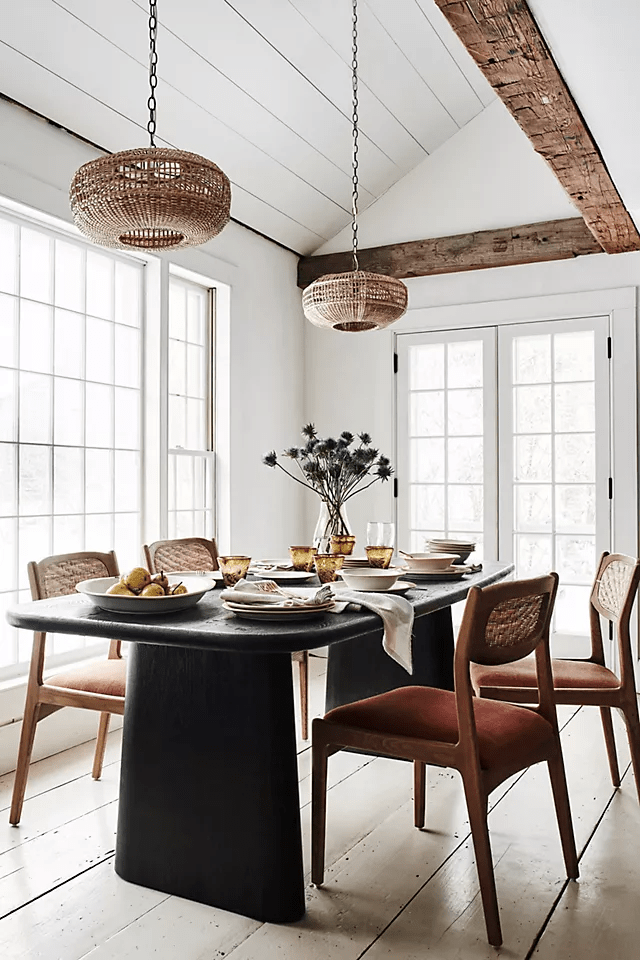 Handmade Kalle Sculptural Dining Table - Solid Wood Modern Black Dining Table for Kitchen, Dining Room & Open Concept Living Spaces