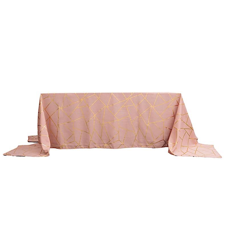 90x156 Inch Polyester Rectangular Tablecloth with Metallic Geometric Pattern - Elegant Dining Table Cover for Weddings, Parties & Home Decor