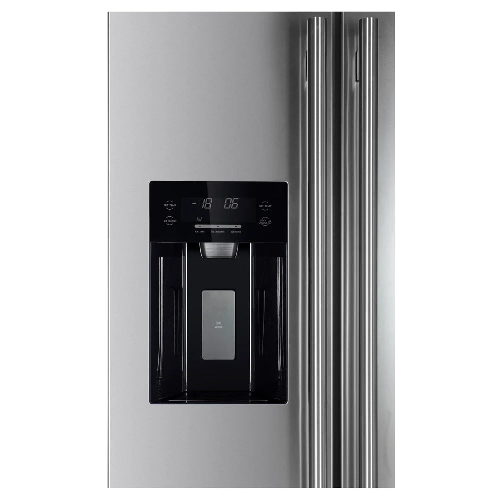 Forno Salerno 36 Inch Side by Side Refrigerator with External Water and Ice Dispenser - Stainless Steel FFRBI1844 40SG | Energy Efficient Kitchen Appliance for Modern Homes