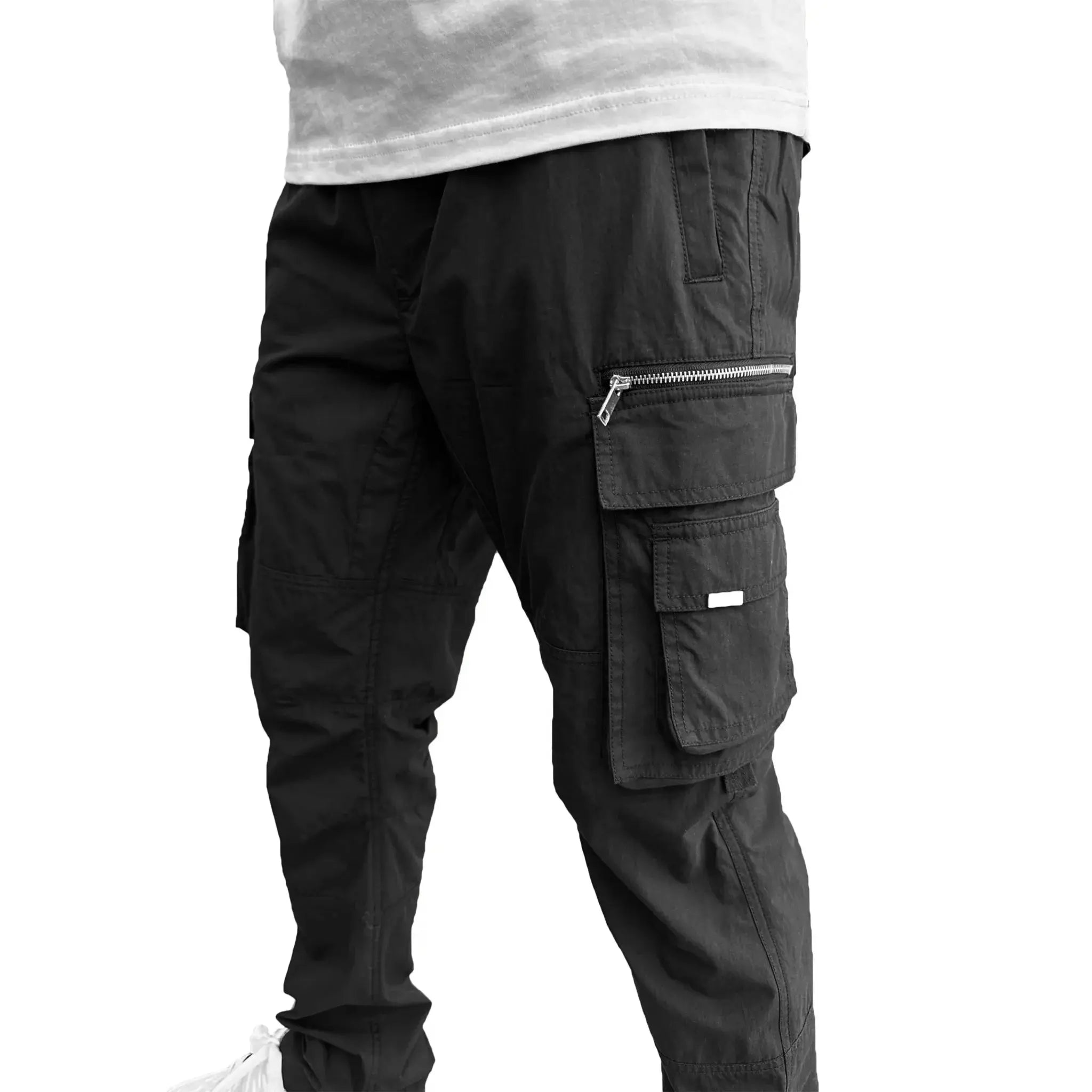 SIARR Military Black Cargo Pants for Men - Tactical Work Pants with Multiple Pockets - Outdoor Hiking, Camping & Workwear
