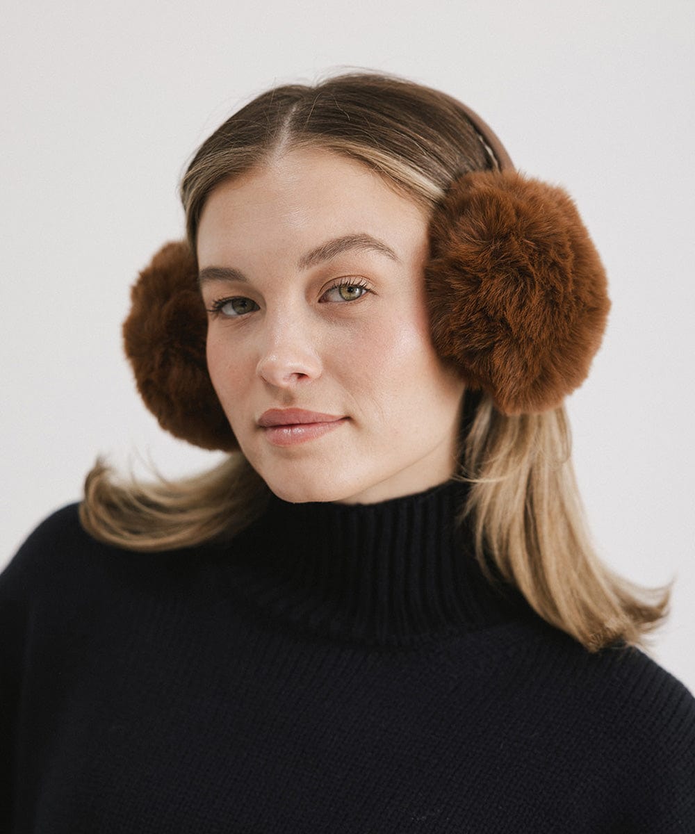 Leena Faux Fur Earmuffs - Winter Warm Ear Muffs for Women & Girls - Soft Plush Fleece Lined - Cold Weather Accessories for Outdoor Activities, Skiing, Snowboarding & Daily Winter Wear
