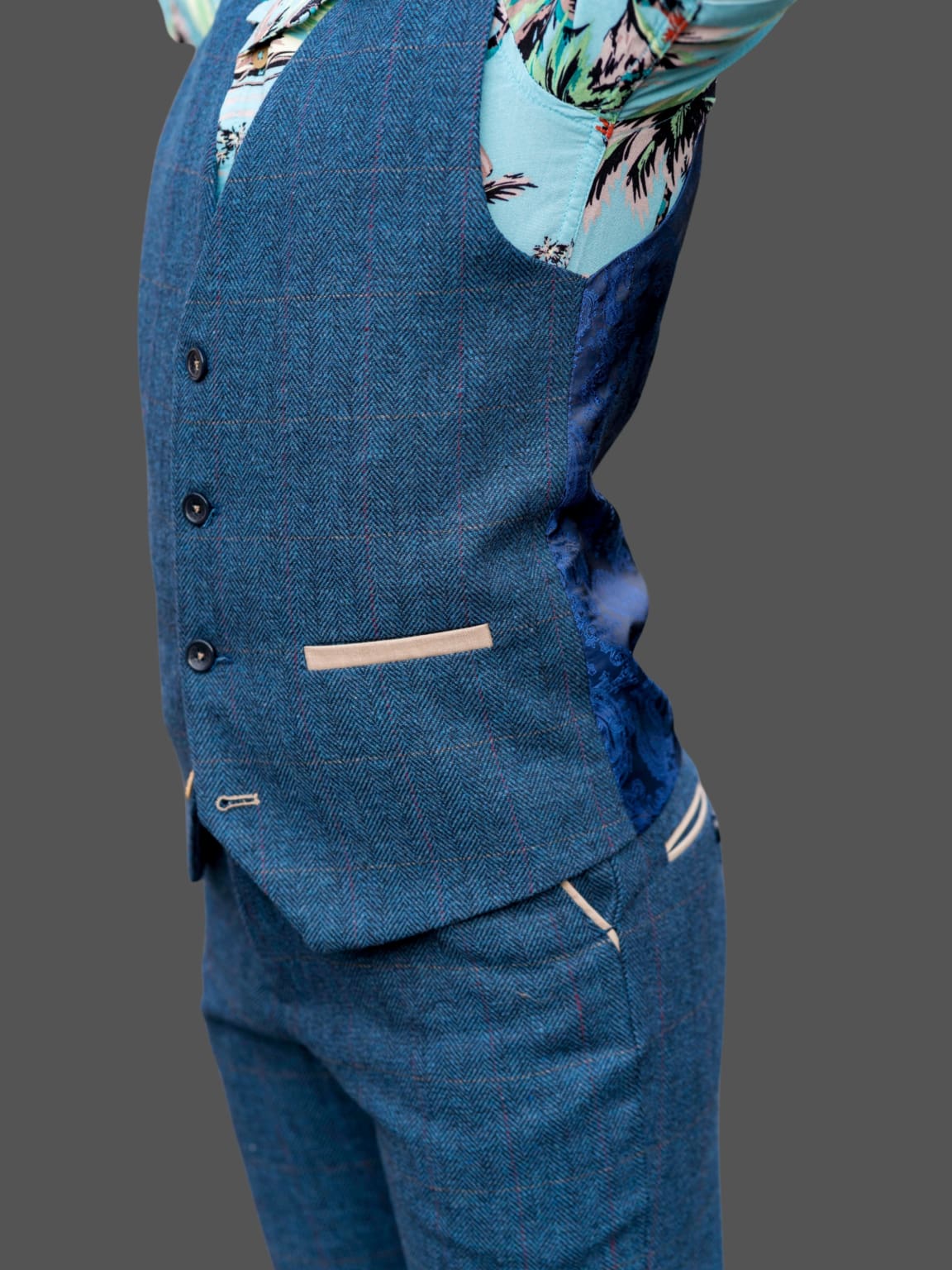 Marc Darcy Dion Boys' Blue Tweed Check 3-Piece Suit | Formal Wear for Weddings, Parties & Special Occasions