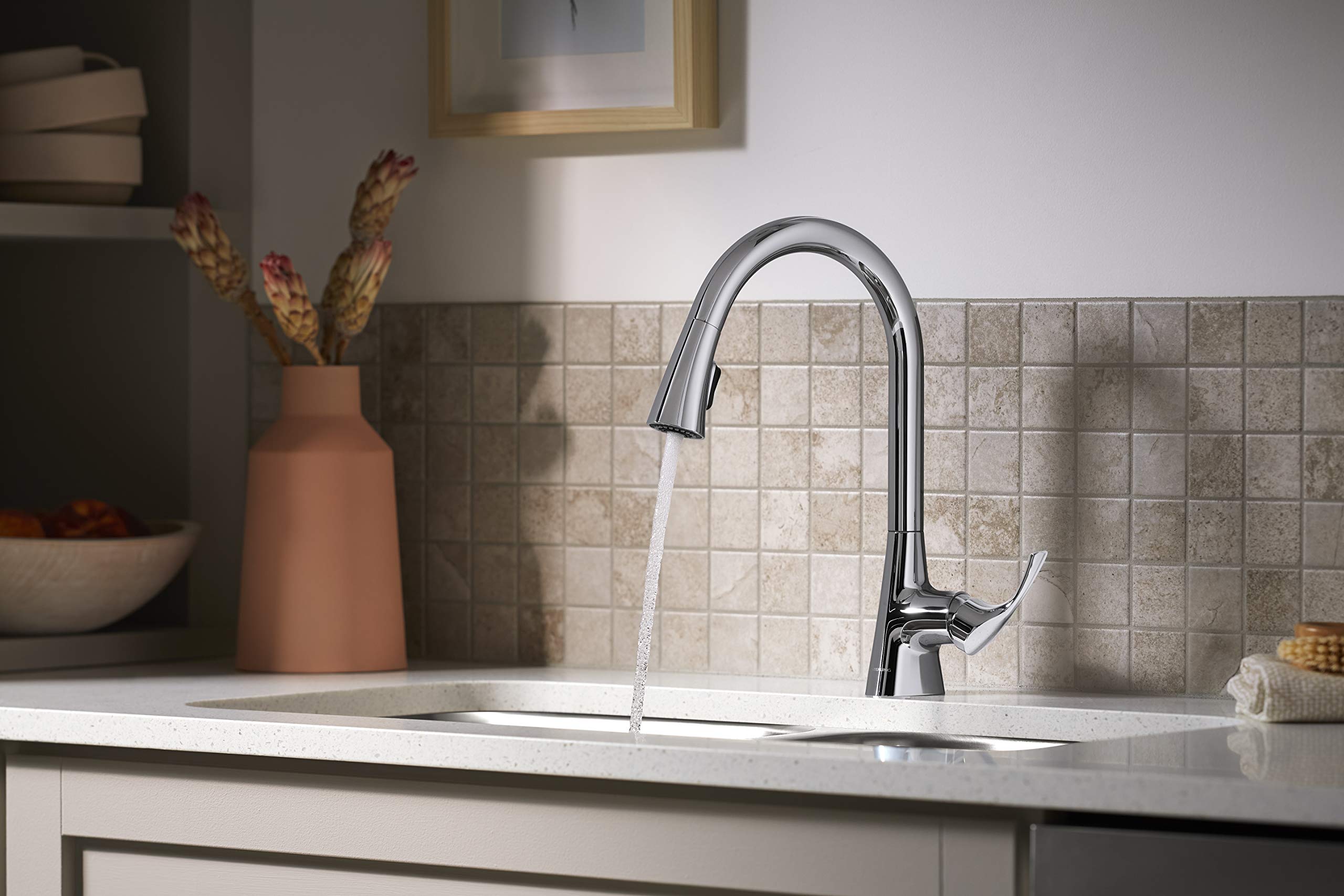 KOHLER 24276-CP Valton Sterling K-24276-CP Kitchen Sink Faucet in Polished Chrome - Perfect for Modern Kitchens, Bathrooms, and Wet Bars