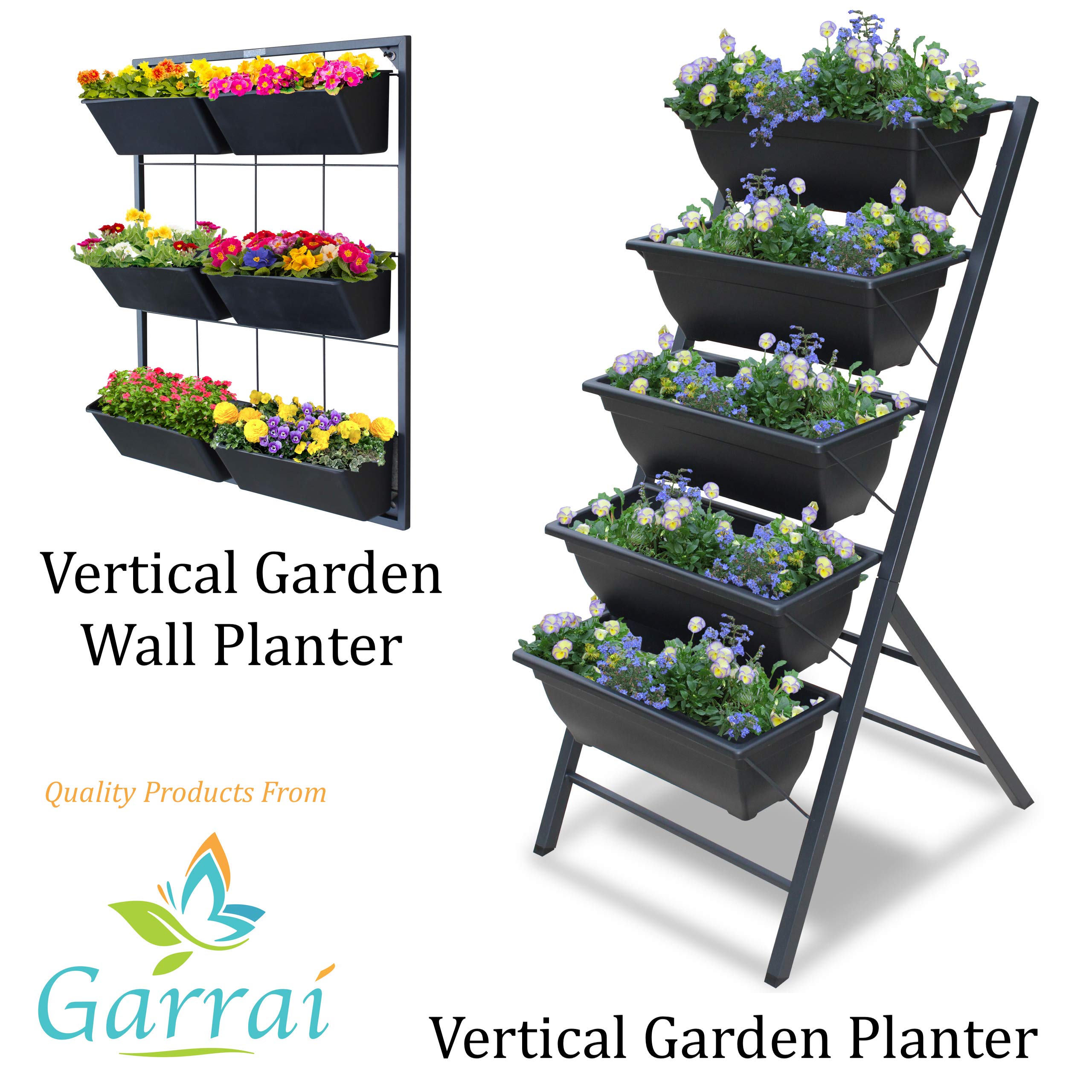 5-Tier Vertical Garden Planter - Sturdy Metal Raised Planting Box with Removable Containers (3.75ft Height) for Indoor/Outdoor Plants, Flowers, Herbs & Vegetables - Perfect for Small Spaces, Balconies & Urban Gardening