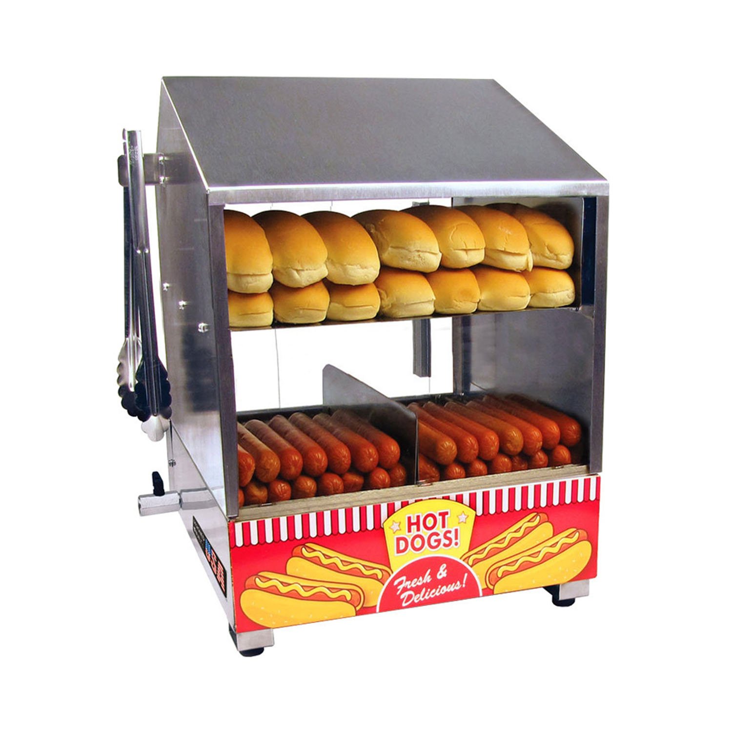 Paragon 8020 Red Hot Dog Steamer - Commercial Grade Hot Dog Warmer for Restaurants, Food Trucks & Concession Stands