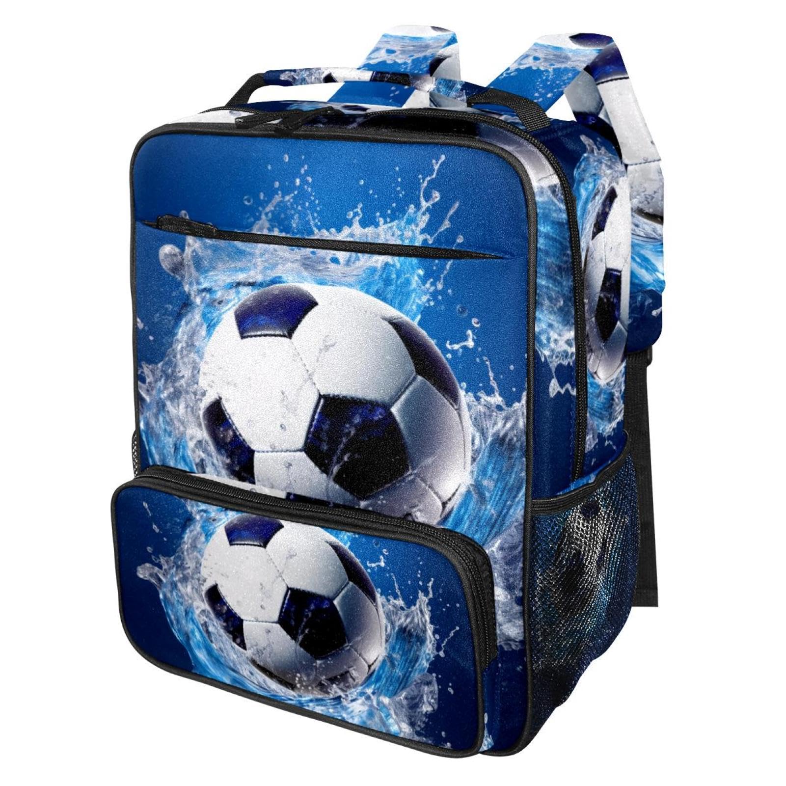 Men's & Women's Travel Backpack - Durable Blue Ocean Design Waterproof Football Backpack for Hiking, Gym & Daily Commute