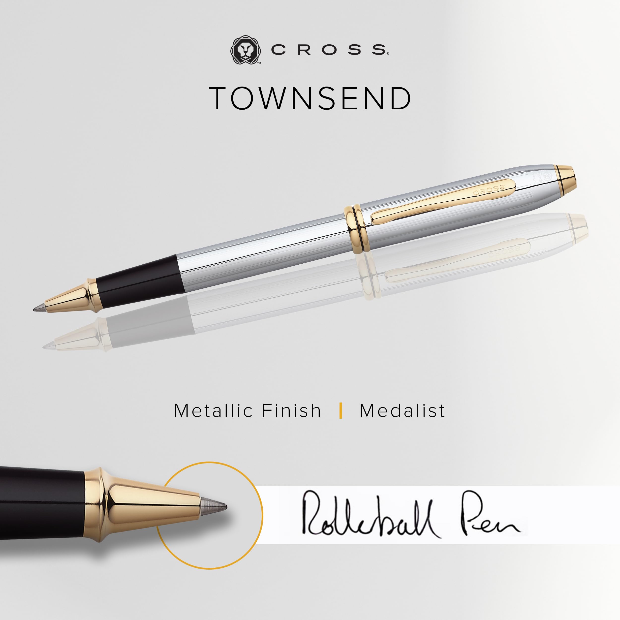 Cross Townsend Medalist 23K Gold-Plated Rollerball Pen - Refillable Luxury Writing Instrument with Gift Box - Perfect for Business Gifts, Executive Signatures & Elegant Note Taking