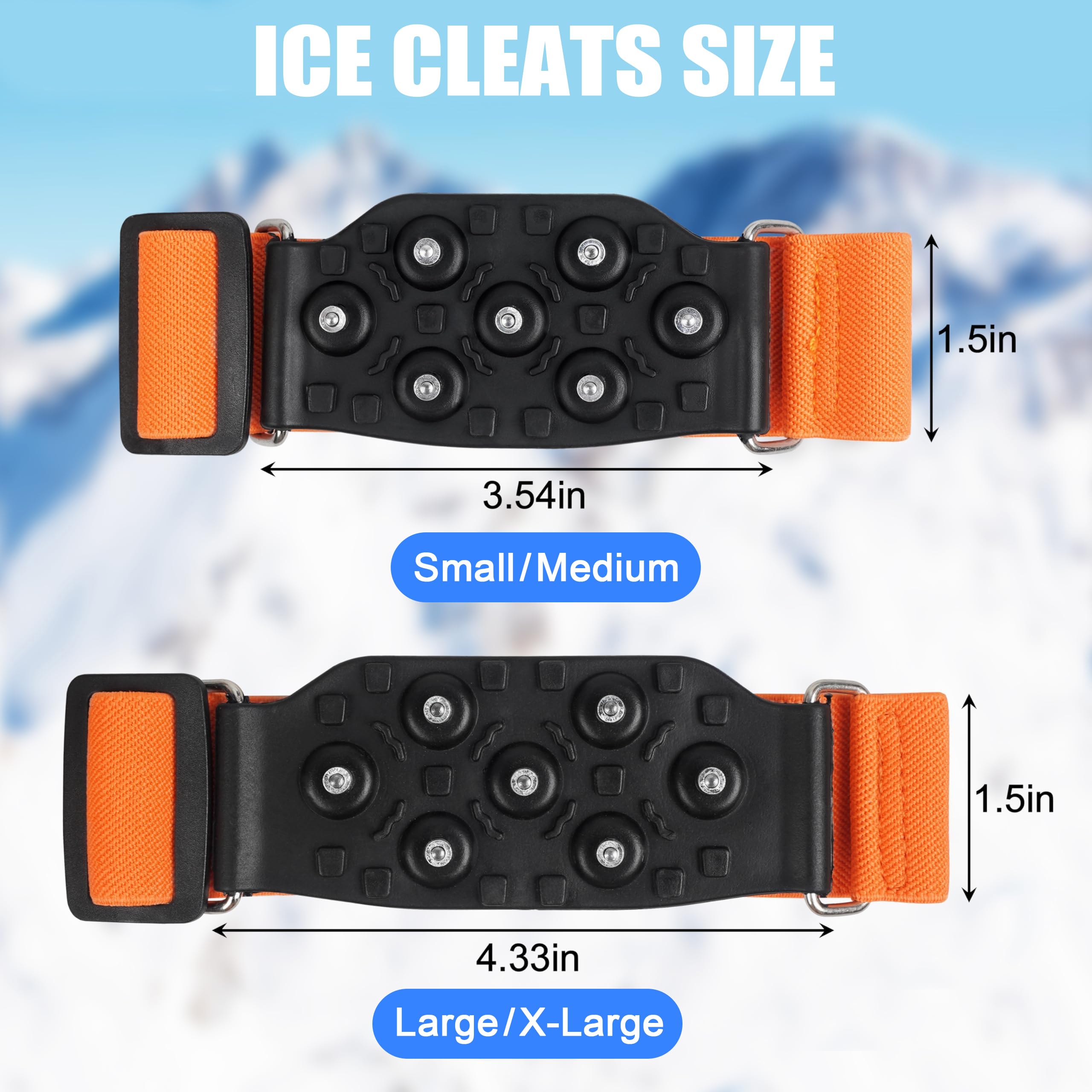Non-Slip Ice Cleats for Shoes & Boots - Traction Crampons for Hiking, Walking on Snow & Ice - Winter Gear for Men & Women - Perfect for Outdoor Activities, Ice Fishing & Indoor Use on Slippery Surfaces