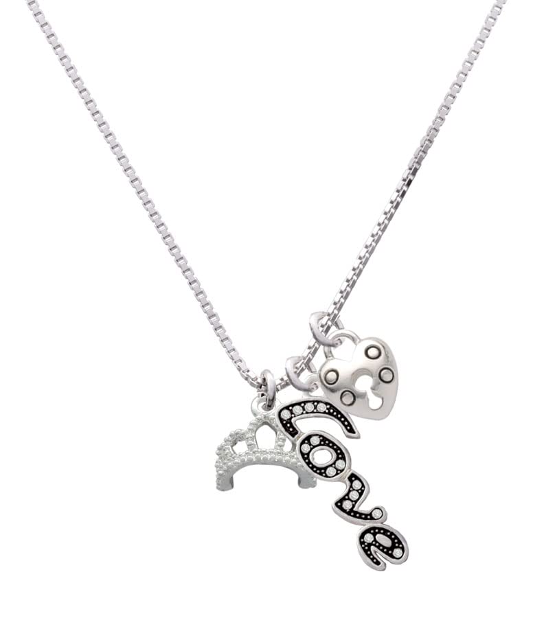 Silver Tiara Love Lock Necklace 18