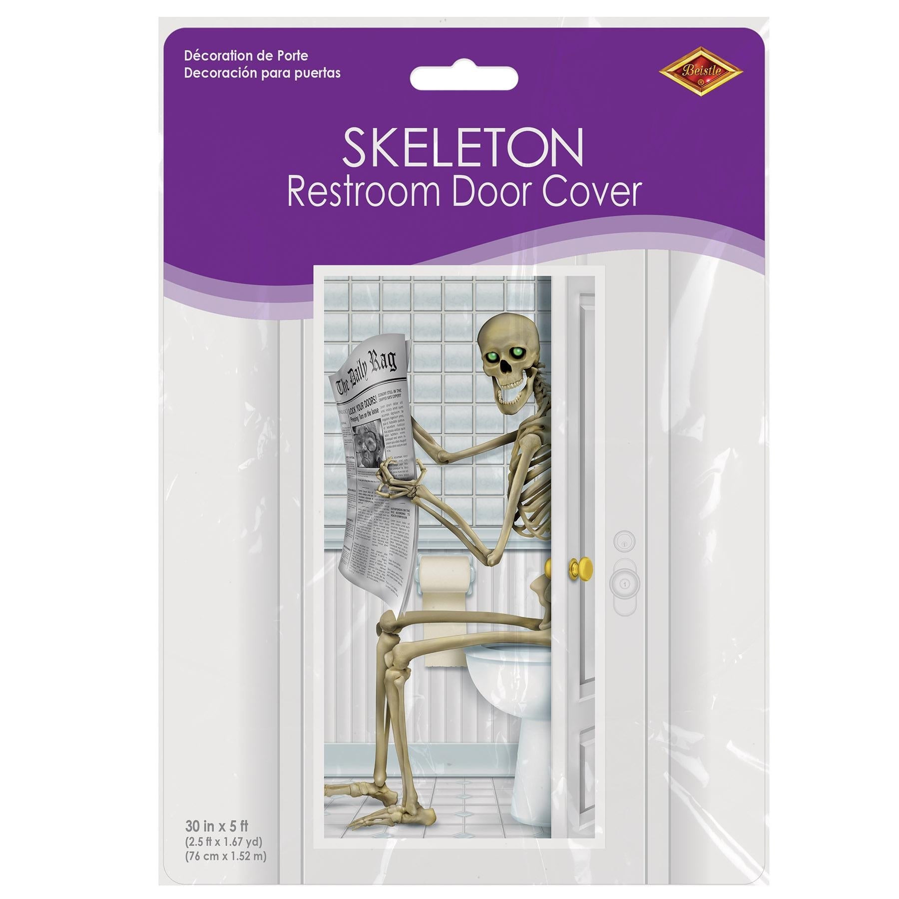12 Pack Beistle Halloween Skeleton Restroom Door Cover - Spooky Bathroom Decor for Halloween Party, Haunted House & Trick or Treat Decorations