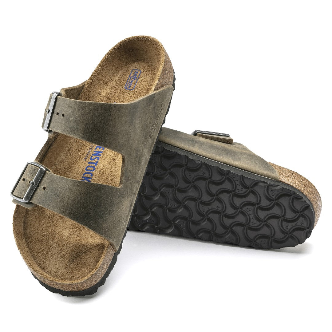 Arizona Soft Footbed Oiled Leather Sandals for Women - Comfortable Faded Khaki Casual Shoes | Perfect for Summer, Beach, and Everyday Wear