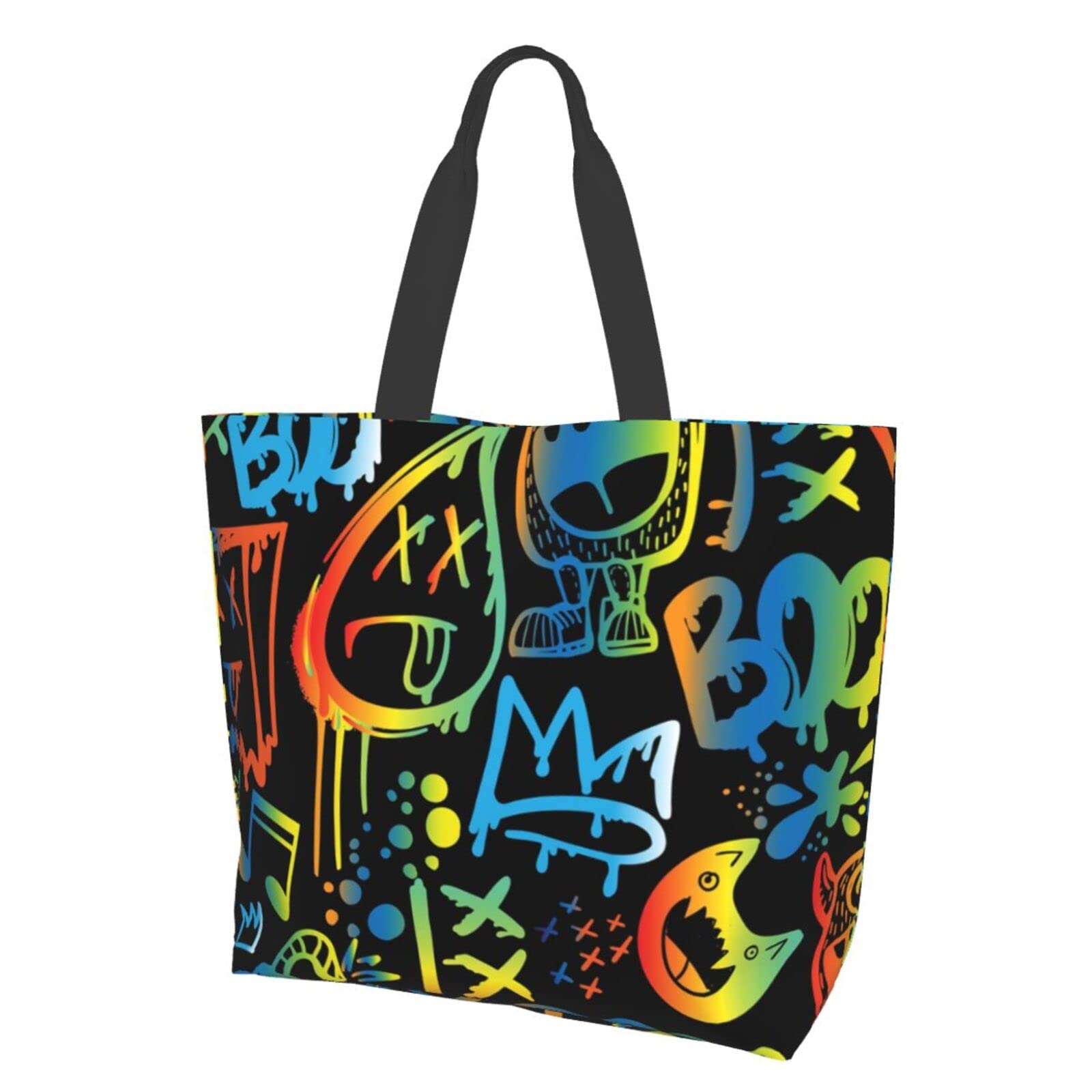 Eco-Friendly Graffiti Tote Bag for Women - Reusable Shopping & Grocery